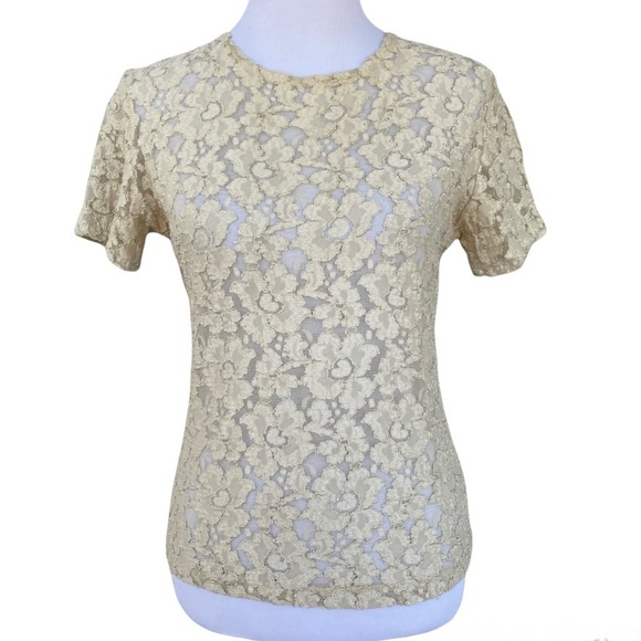Victoria's Secret Tops - Victoria's Secret Vintage Gold Label Sheer Floral Lace Top Cream Size Medium